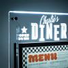 restaurant menu display, illuminated menu display, bright menu display, eye catching menus.