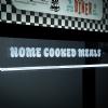 restaurant menu display, illuminated menu display, bright menu display, eye catching menus.